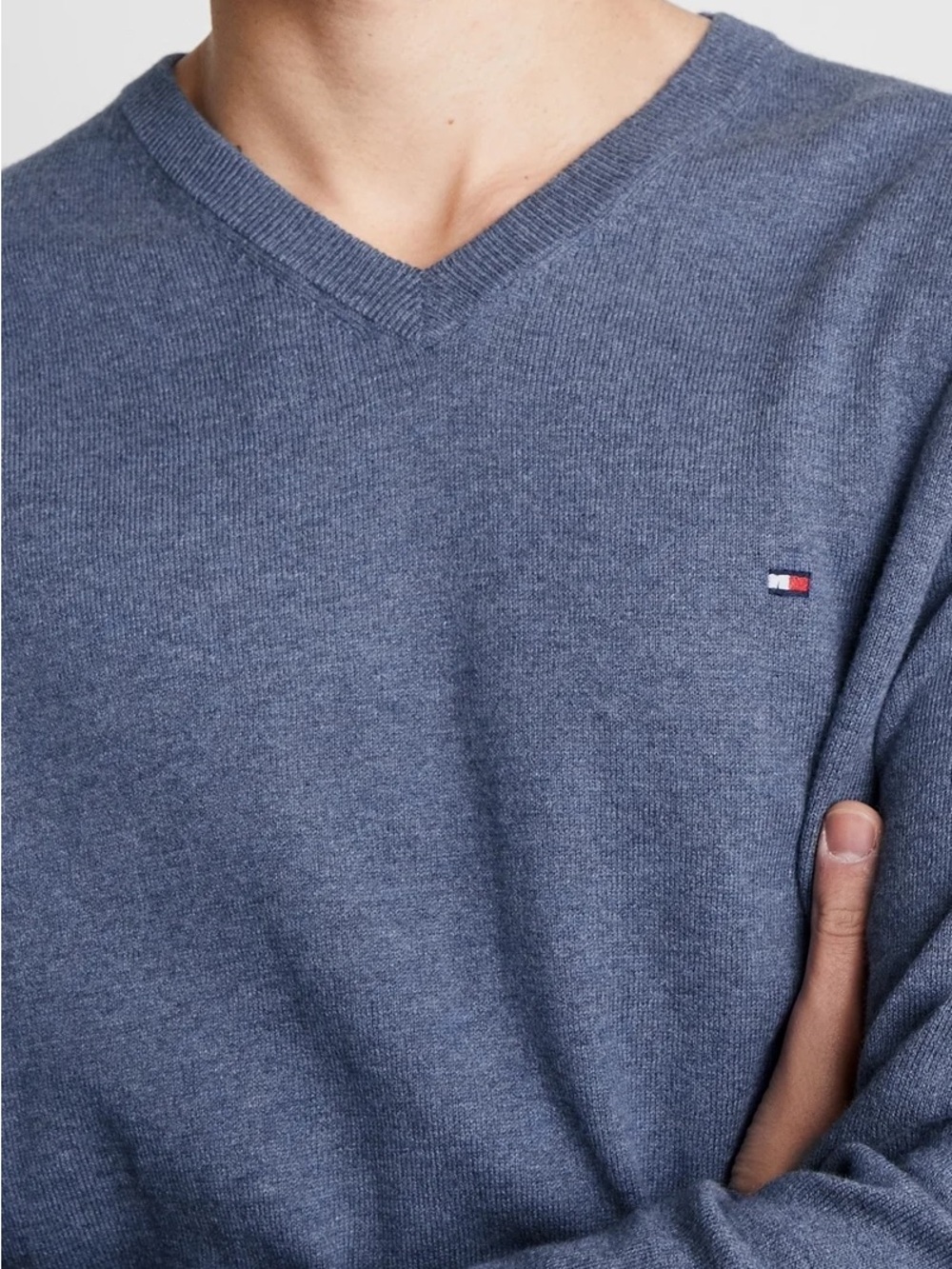 Tommy Hilfiger Men's V-Neck Sweater in Slate Blue Size XL Pima Cotton Casual